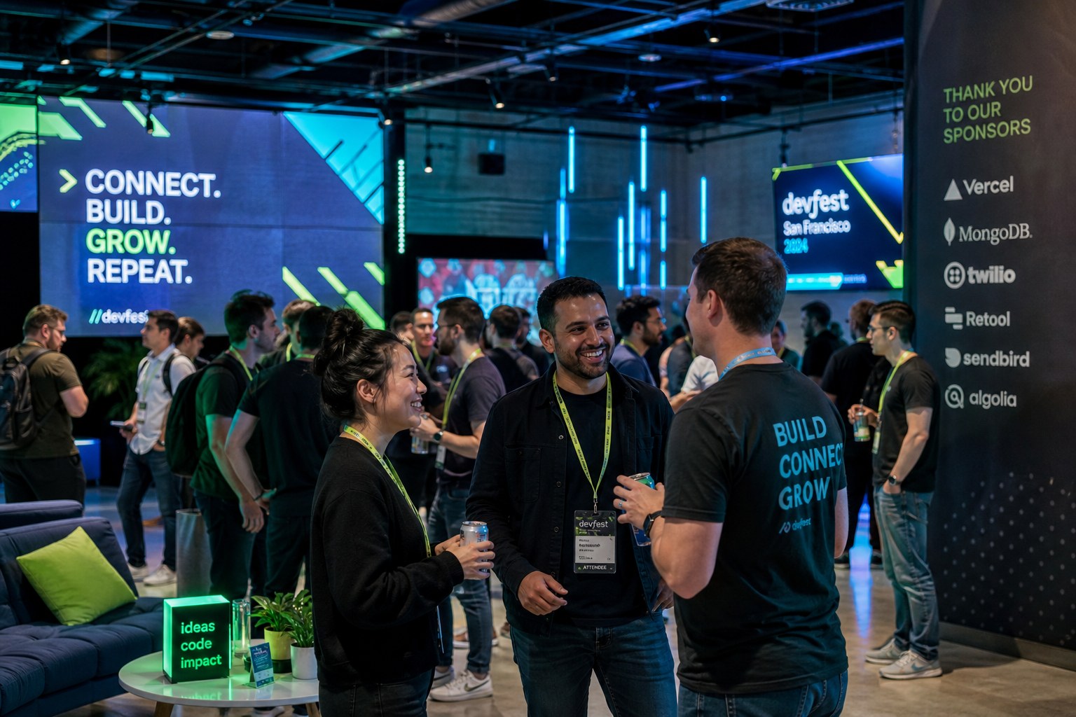 Networking at a tech meetup